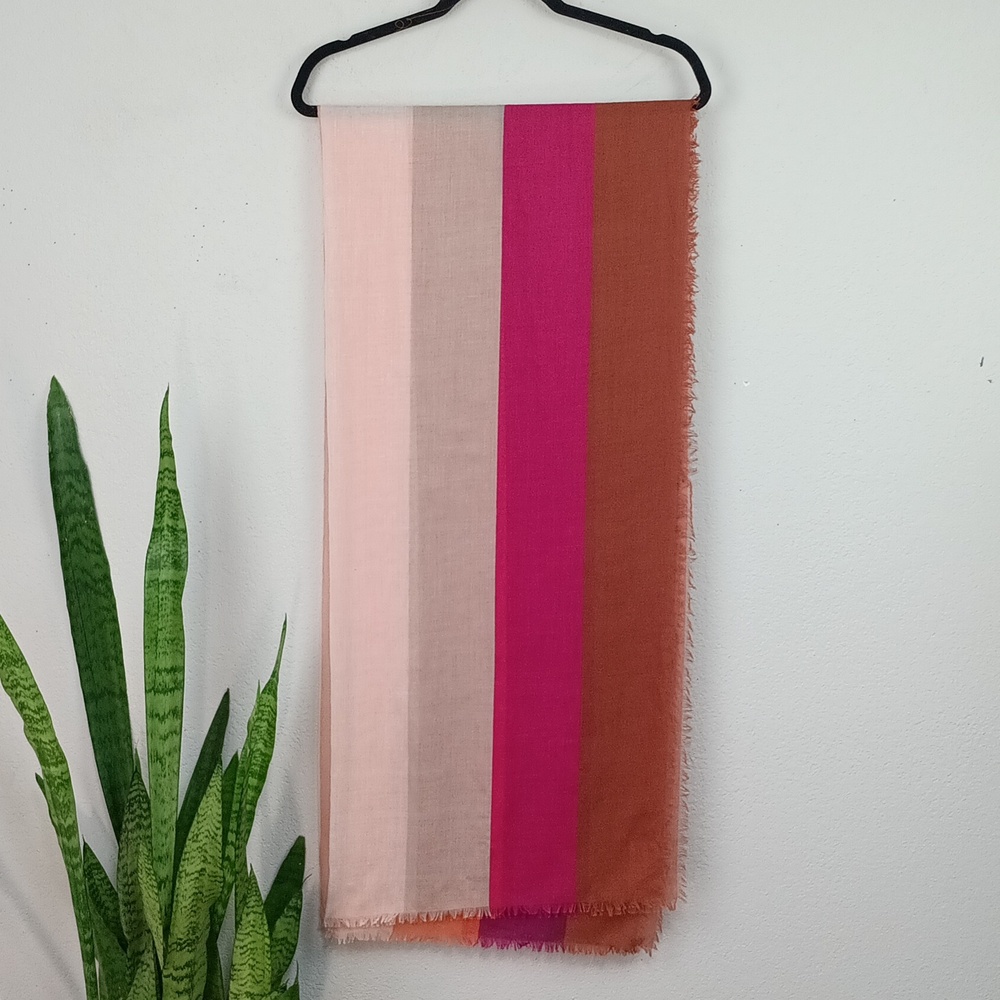A New Day Women's Multicolor Stripped Wide Long Fringe Edge Scarf / Wrap